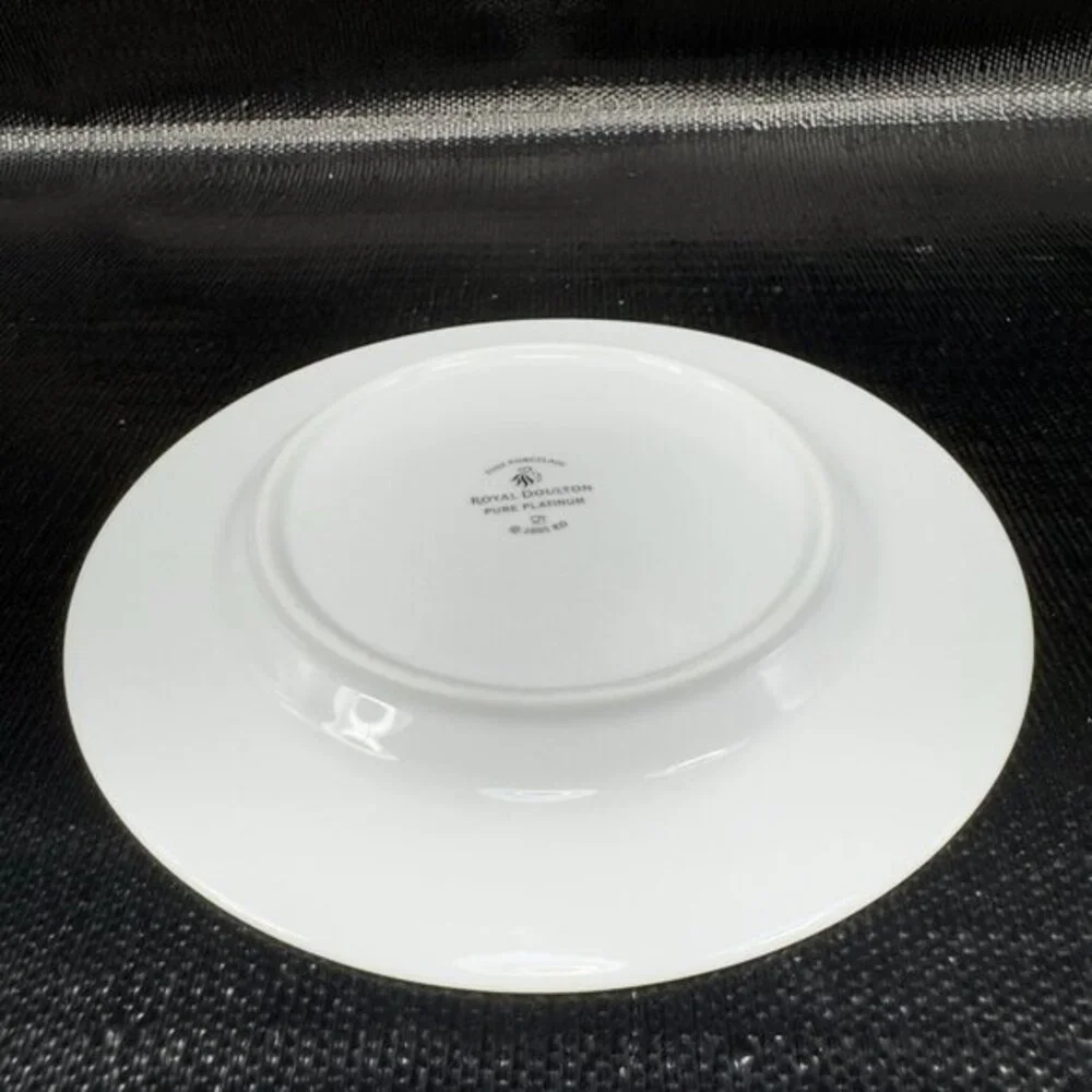 2005 Royal Doulton Pure‎ Platinum Double Silver Band Plate Dish 7.5inch Set 4